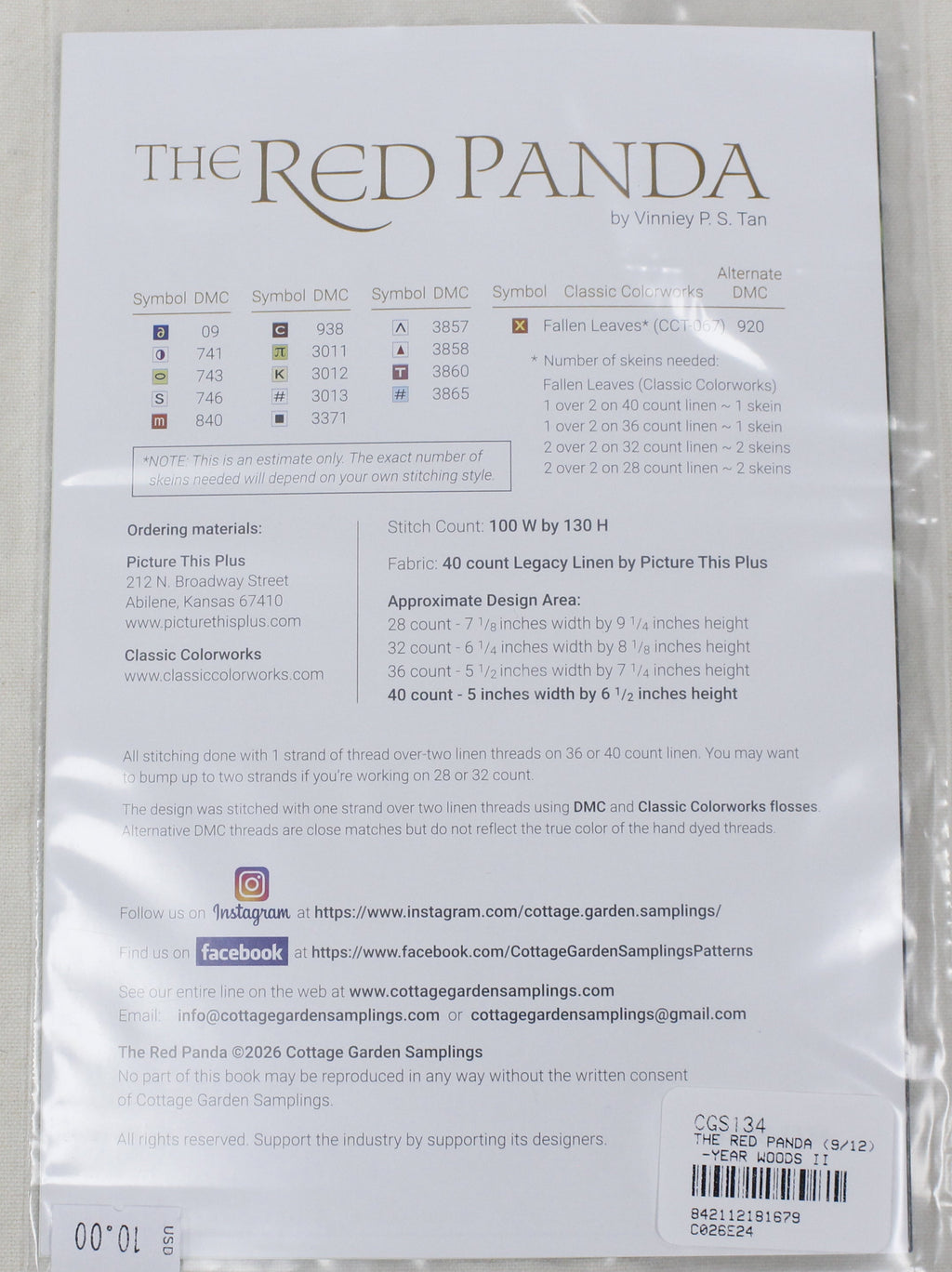 Cottage Garden Samplings - The Red Panda